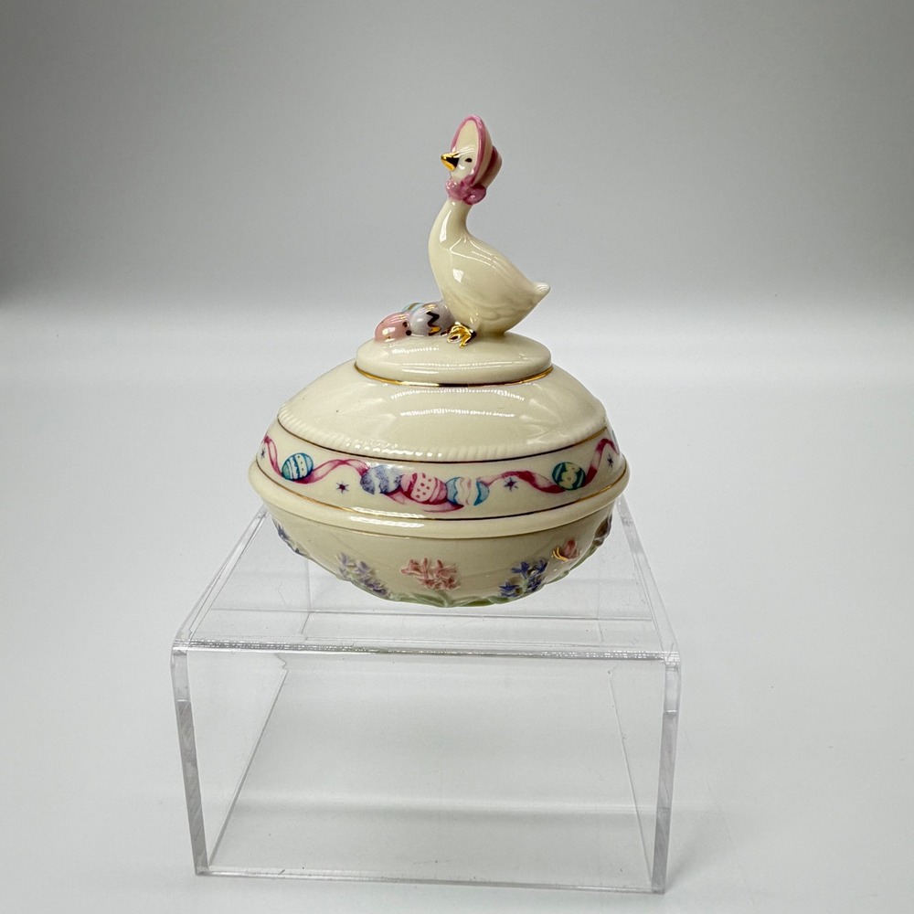 Lenox 2003 Springtime Goose Easter Egg Trinket 10th Anniversary Limited Edition